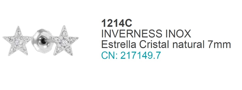 PENDIENTE 1214C ESTRELLA CRISTAL NAT 7mm
