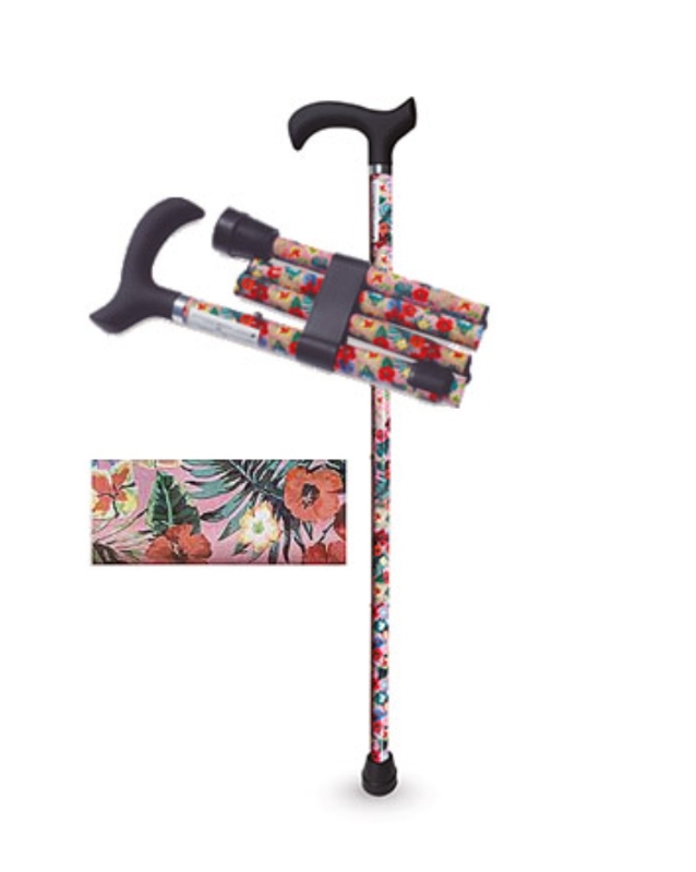 BASTON PLEGABLE PUÑO DERBY FLOR TROPICAL