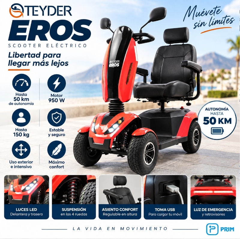 EROS SCOOTER ELECTRICO 75AH 950W - ROJO 
